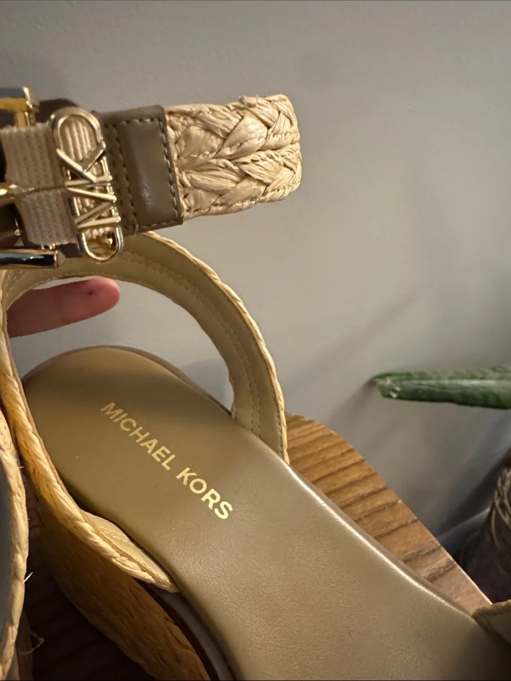 Women's Beige Braided Platform Sandals - Michael Kors